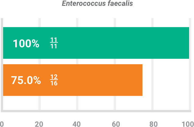 BAXDELA gram-positive pathogen Enterococcus faecalis clinical response chart