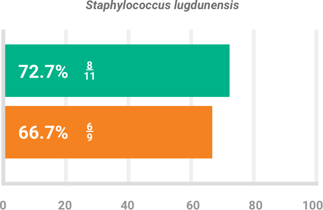 BAXDELA gram-positive pathogen Staphylococcus lugdunensis clinical response chart
